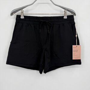 Quince Women's Flowknit Ultra-Soft Mid-Rise Athletic Shorts size S Small Black